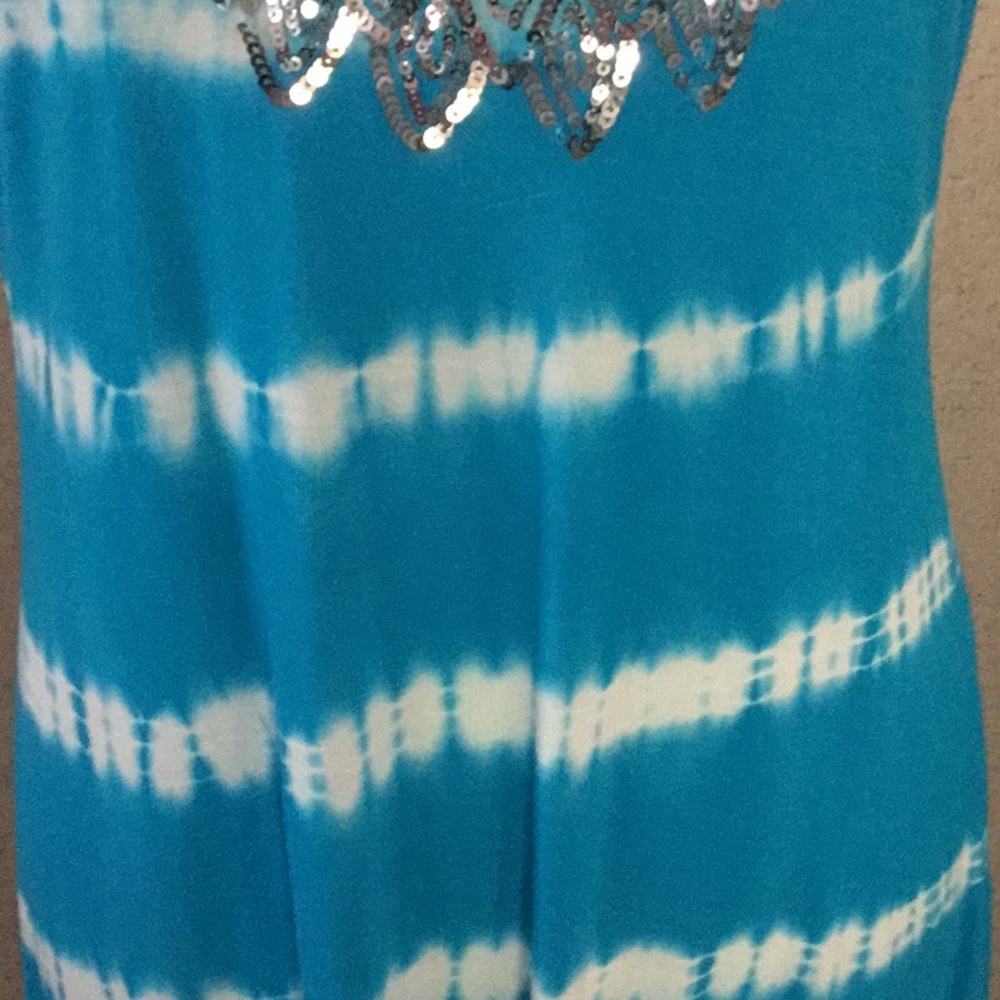 Blue sleeveless Tie Dye Maxi Dress Brand I.N.C. - Picture 6 of 16